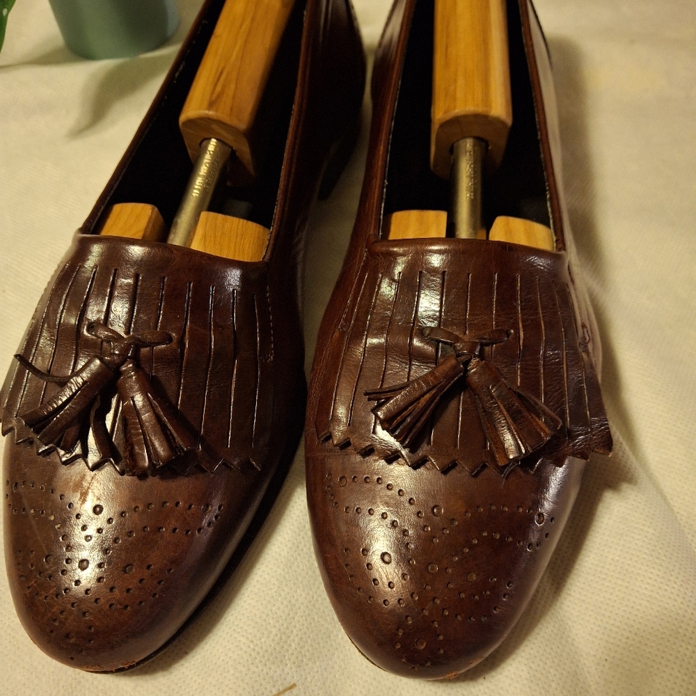 Men's Brown Leather Loafers BALLY ITALY sz 9 Like New Condition